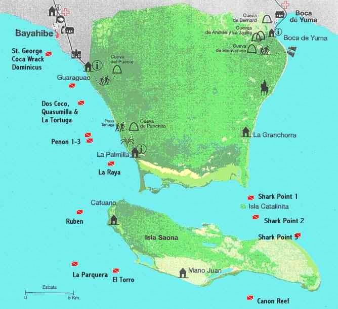 Dive Map - Dive sites near Bayahibe