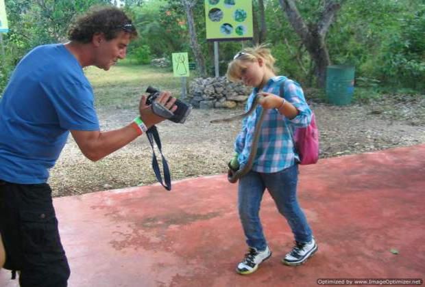 Visitor with boa constrictor